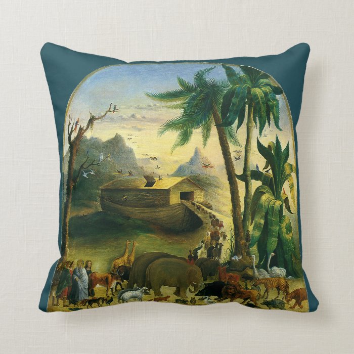 Vintage Victorian Folk Art, Noah s Ark by Hidley Throw Pillow Zazzle