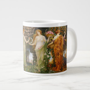 Vintage Victorian Four Seasons Goddess Floral Art Giant Coffee Mug