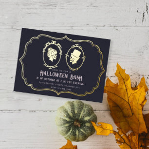 Vintage Victorian Frame Skull Halloween Party Foil Invitation