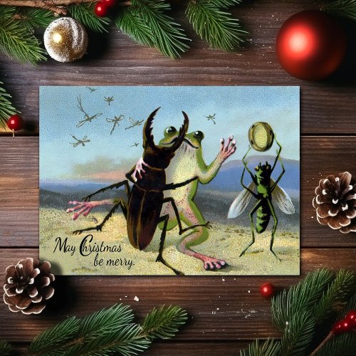 Vintage Victorian Frog Christmas Card