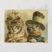 Vintage Victorian Funny Cats in Hats Save the Date Announcement Postcard (Front)