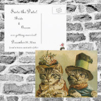 Vintage Victorian Funny Cats in Hats Save the Date
