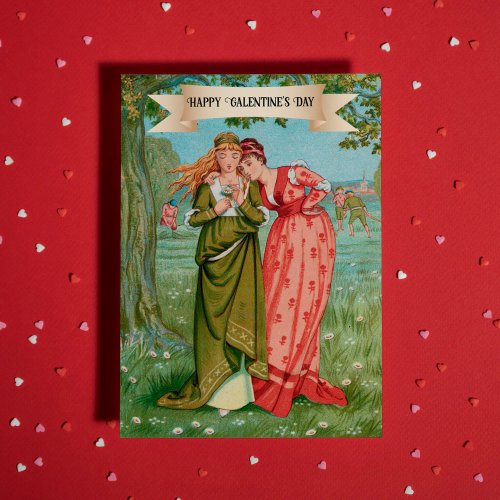 Vintage Victorian Galentines Day Cute Best Friend Card