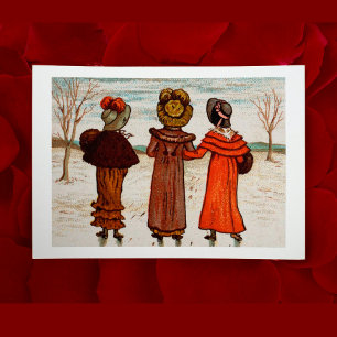 Vintage Victorian Galentines Day Cute Best Friends Card