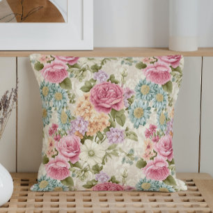 Vintage Victorian Garden Throw Pillow