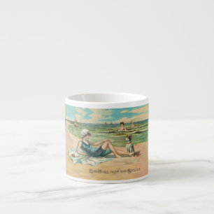 Vintage Victorian Girl and Dog Seaside antique art Espresso Cup