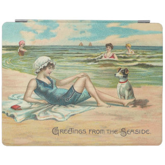 Vintage Victorian Girl and Dog Seaside antique art iPad Smart Cover
