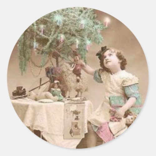 Vintage Victorian Girl Classic Round Sticker