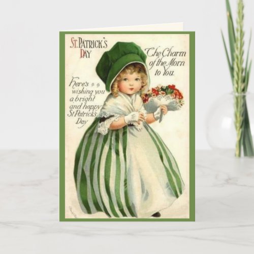 Vintage Victorian Girl Custom St Patricks Day Holiday Card