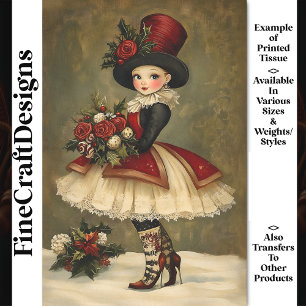 Vintage Victorian Girl Doll Fashion BC7L Decoupage Tissue Paper