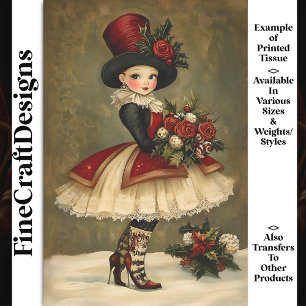 Vintage Victorian Girl Doll Fashion BC7R Decoupage Tissue Paper