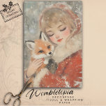 Vintage Victorian Girl & Fox Christmas Decoupage Tissue Paper<br><div class="desc">Bring a touch of nostalgia to your holiday projects with this Vintage Victorian Girl & Fox Christmas Decoupage Tissue Paper. Featuring a charming Victorian lady holding a fox, surrounded by a dreamy winter scene, this design captures the essence of a classic, old-fashioned Christmas. Perfect for decoupage, junk journaling, and paper...</div>