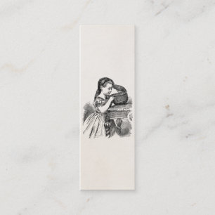 Vintage Victorian Girl With Basket Mini Business Card