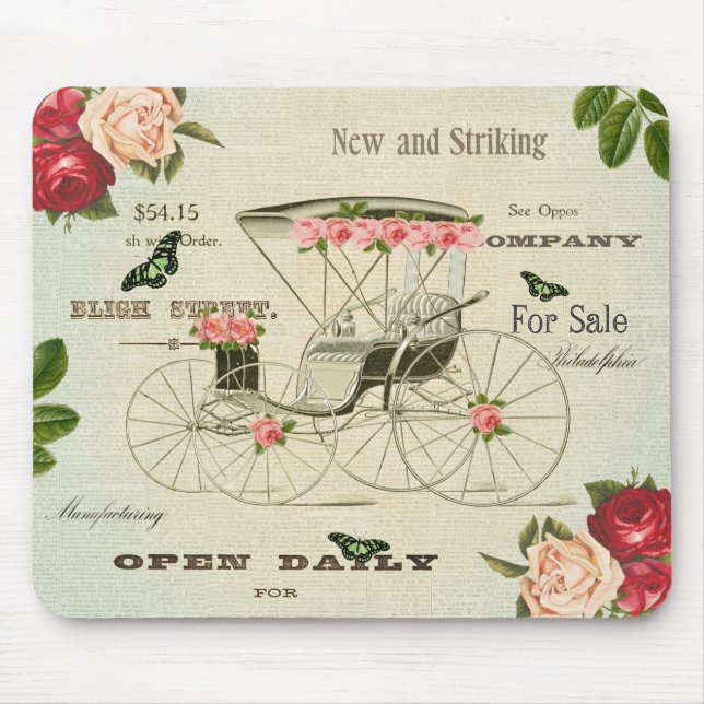 Vintage victorian girly mousepad w flowers (Front)