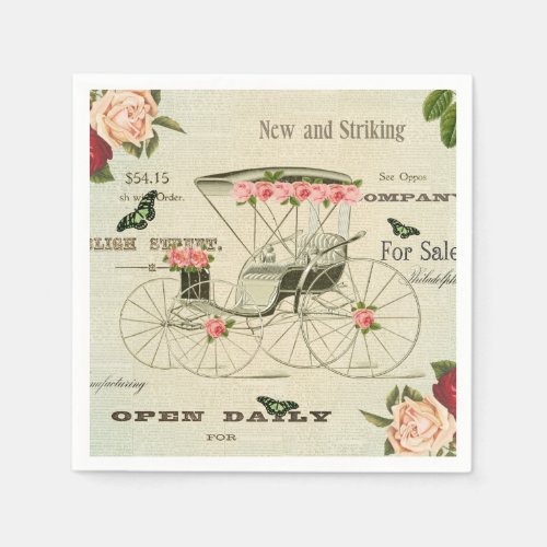 Vintage victorian girly paper napkins w flowers