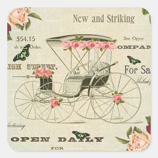 Vintage victorian girly sticker w flowers