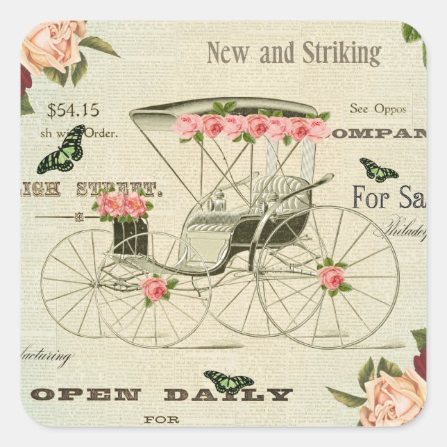 Vintage victorian girly sticker w flowers (Front)