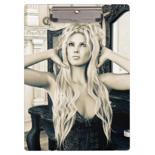 Vintage Victorian Glamour Portrait Art Clipboard