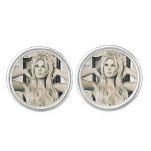 Vintage Victorian Glamour Portrait Art Cufflinks