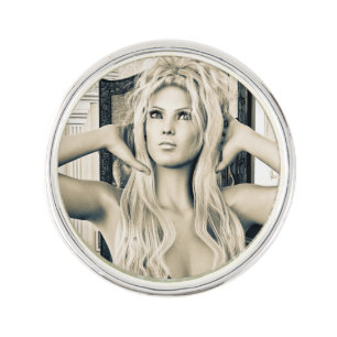 Vintage Victorian Glamour Portrait Art Lapel Pin