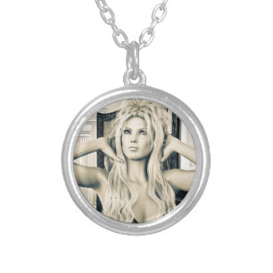 Vintage Victorian Glamour Portrait Art Silver Plated Necklace