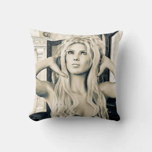 Vintage Victorian Glamour Portrait Art Throw Pillow
