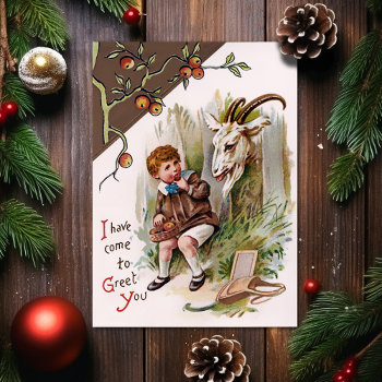 Vintage Victorian Goat Christmas Card by LongToothed at Zazzle