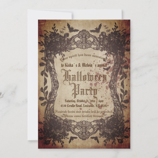 Vintage Victorian Gothic Creepy Halloween Party Invitation (Front)