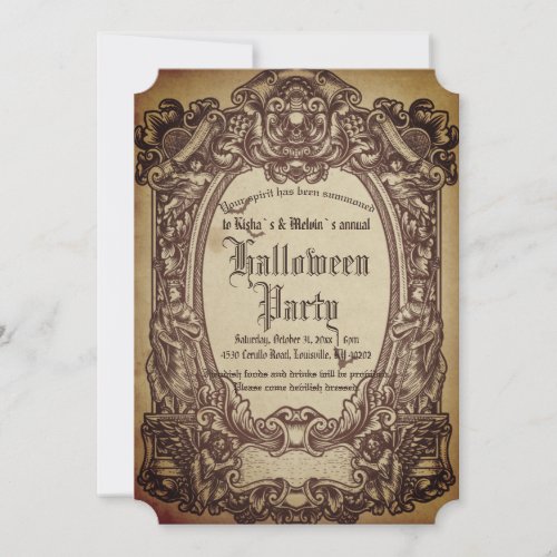 Vintage Victorian Gothic Frame Bloody Halloween Invitation