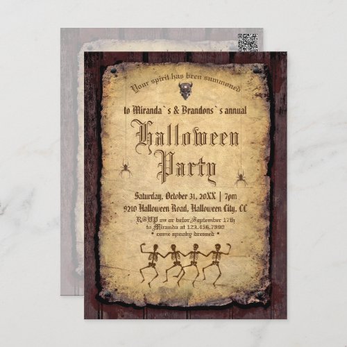 Vintage Victorian Gothic Halloween Invitation Postcard
