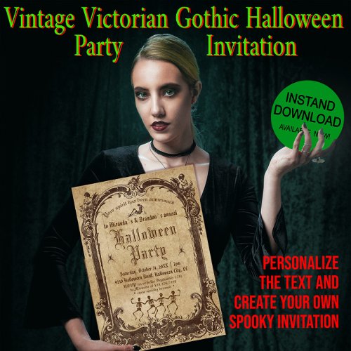 Vintage Victorian Gothic Halloween Party Invitation
