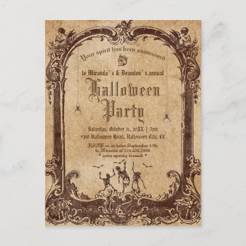 Vintage Victorian Gothic Halloween Party Postcard