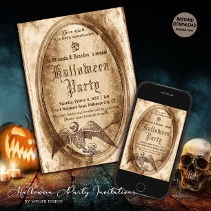 Vintage Victorian Gothic Mirror Halloween Party Invitation