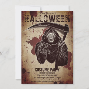 Vintage Victorian Gothic Skull Halloween Party Invitation