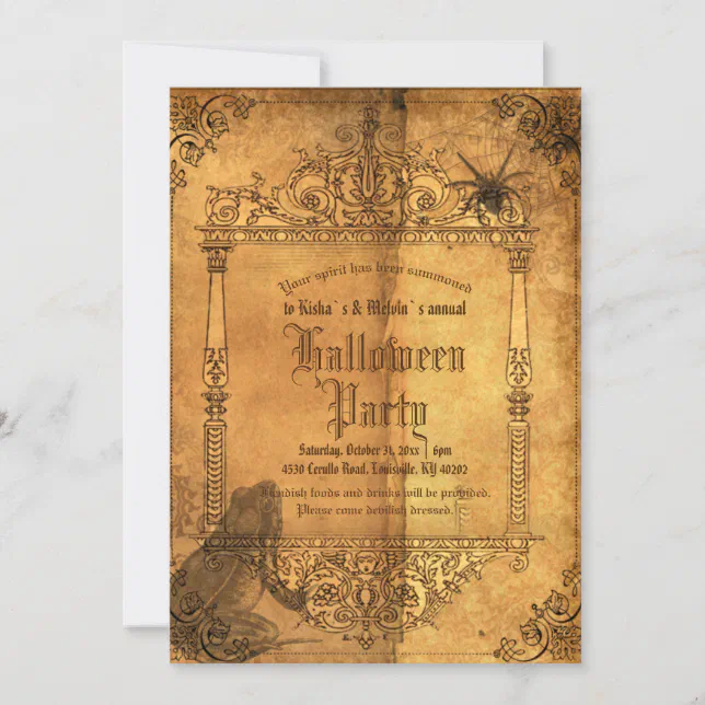 Vintage Victorian Gothic Witch Halloween Party Invitation | Zazzle
