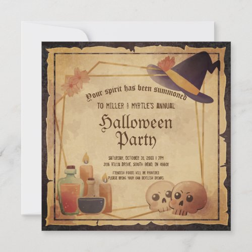 Vintage Victorian Gothic Witch Halloween Party Invitation