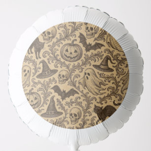 Vintage Victorian Halloween pattern with ghosts Balloon