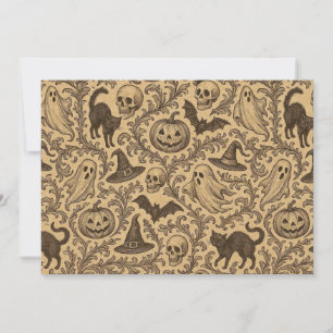Vintage Victorian Halloween pattern with ghosts  Invitation