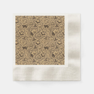 Vintage Victorian Halloween pattern with ghosts Napkins