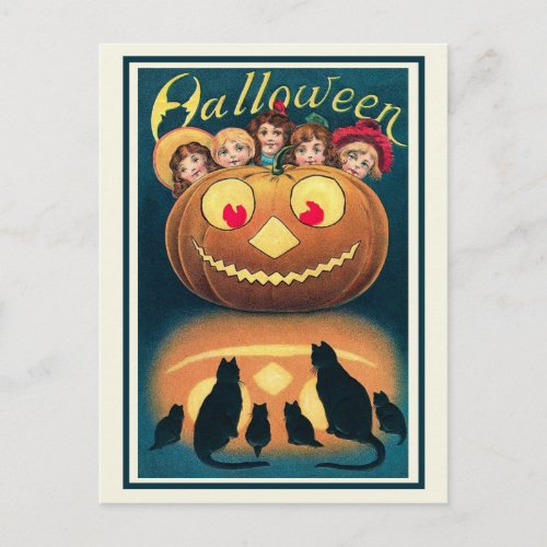 Vintage Victorian Halloween Spooky Jack oLantern Postcard