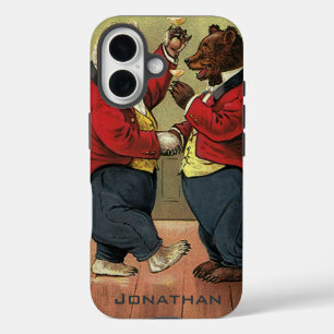 Vintage Victorian Happy, Gay, Dancing Bears iPhone 16 Case