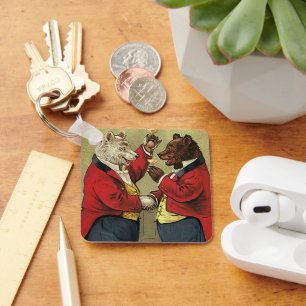 Vintage Victorian Happy, Gay, Dancing Bears Keychain