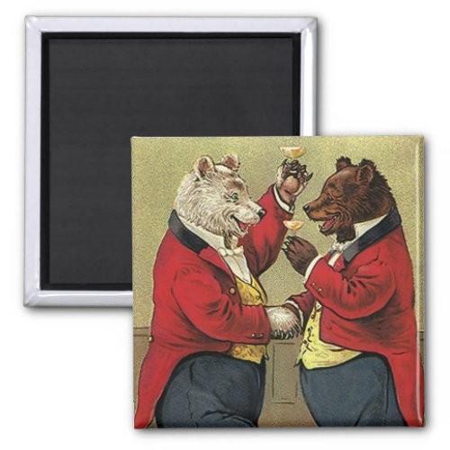 Vintage Victorian Happy Gay Dancing Bears Magnet