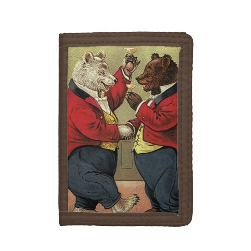 Vintage Victorian Happy Gay Dancing Bears Tri_fold Wallet