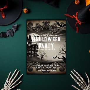 Vintage Victorian Haunted House Halloween Party Invitation