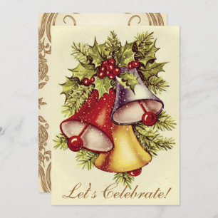 Vintage Victorian Holiday Bells Christmas Party Invitation