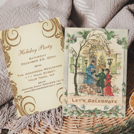 Vintage Victorian Holiday Christmas Party Invitation