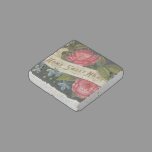 Vintage Victorian Home Sweet Home Roses Travertine Stone Magnet