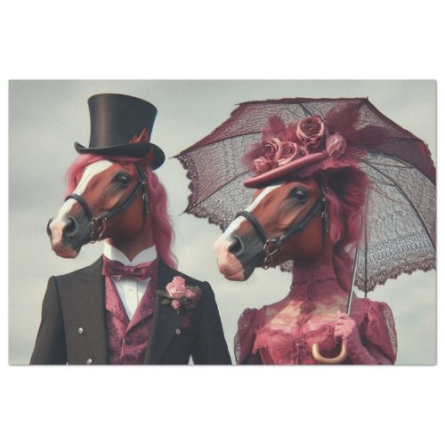 Vintage Victorian Horse Couple Decoupage Tissue Paper