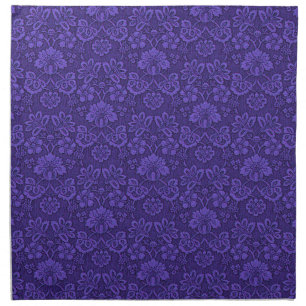 Vintage Victorian Indigo Damask Paisley Floral Cloth Napkin